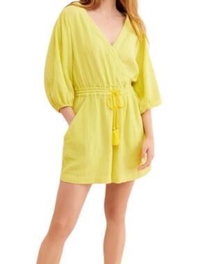 Anthropologie cotton gauze swim suit coverup Romper